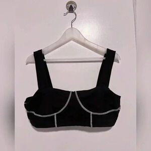 WeWoreWhat Corset Top in Brushed Poly Black New With Tag